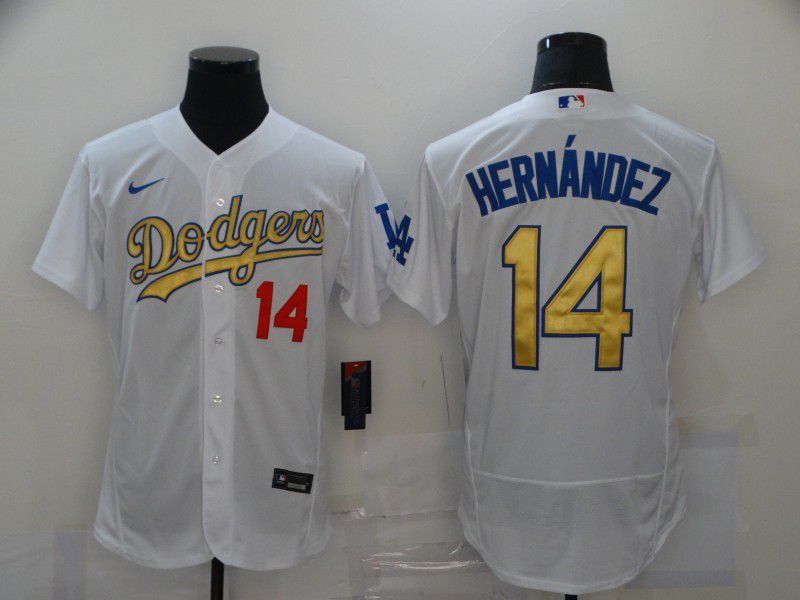 Men Los Angeles Dodgers #14 Hernandez White Elite 2024 Nike MLB Jersey style 1->pittsburgh steelers->NFL Jersey